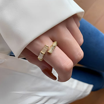 Lysiane – Bague ajustable en forme de bambou en or