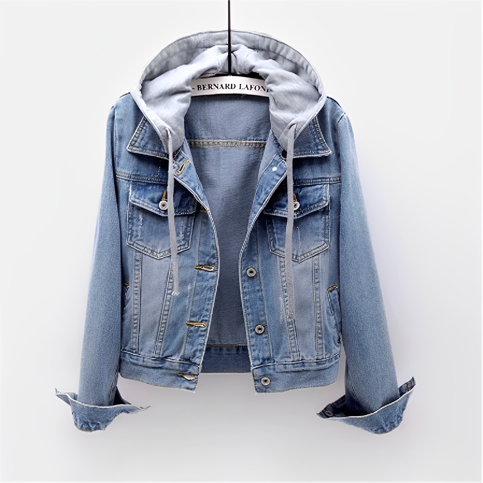 Adah - Veste en jean à manches longues dotée d'une capuche détachable