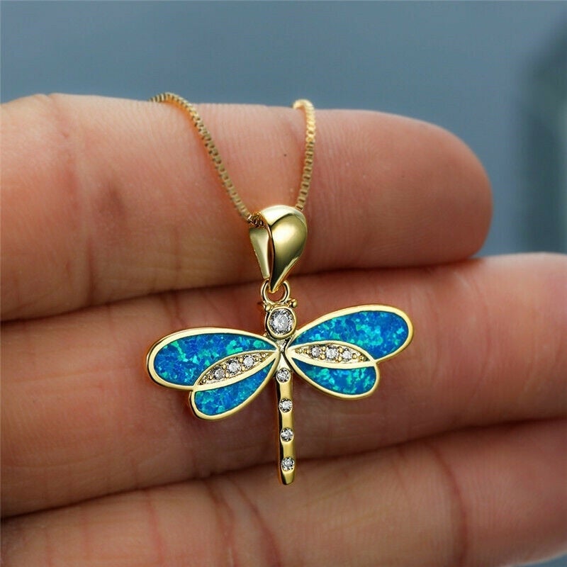 Siena – Collier avec libellule en or et opale