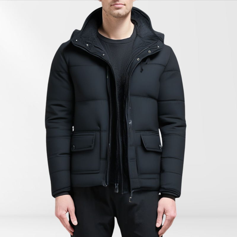Hugo – Manteau d'hiver noir pour hommes