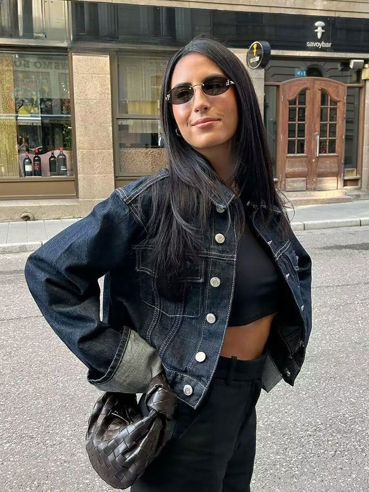 Clara – Ensemble en Denim avec Veste Trucker & Jean Taille Haute