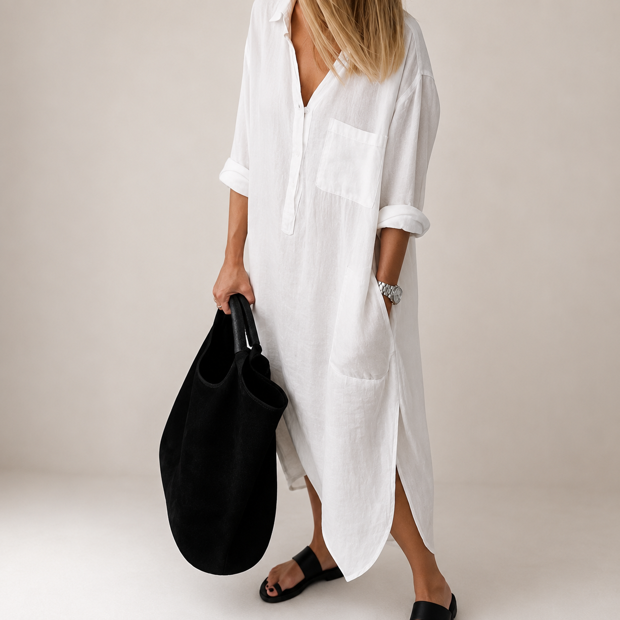 Susan - Robe fendue décontractée et ample