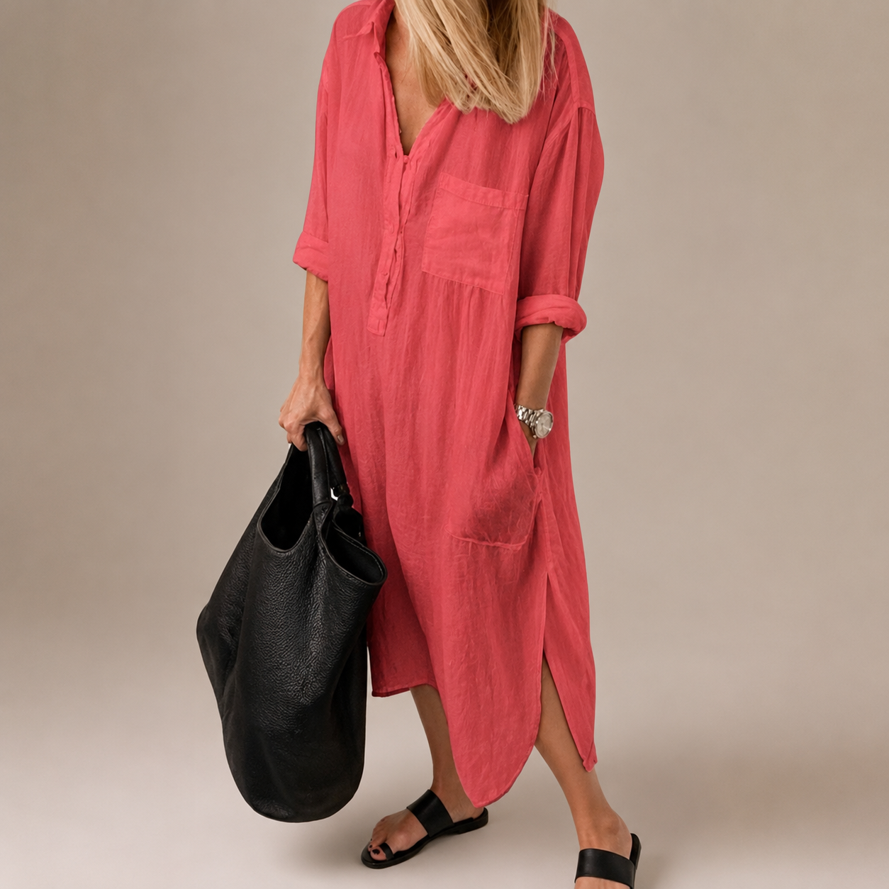 Susan - Robe fendue décontractée et ample