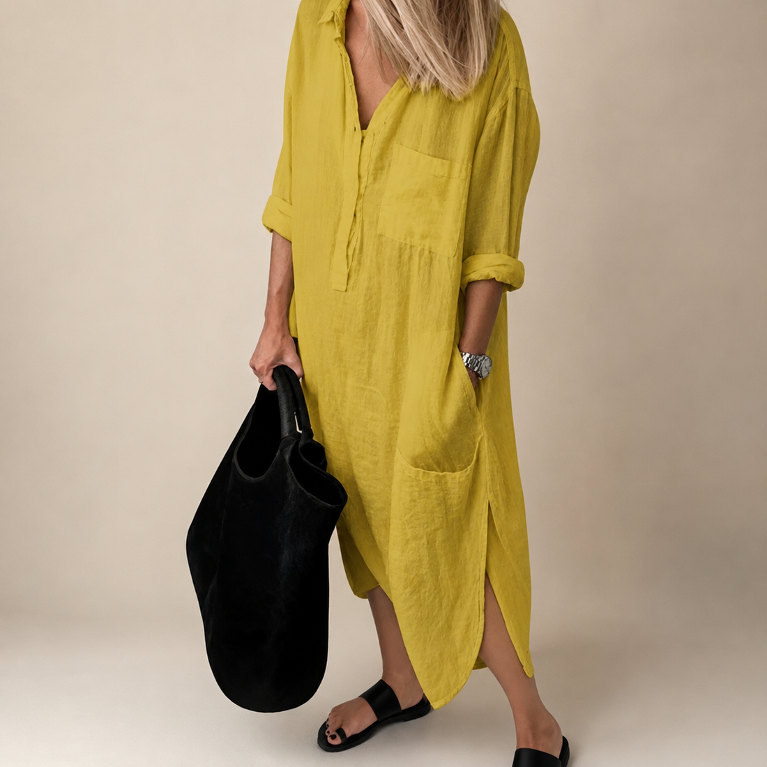 Susan - Robe fendue décontractée et ample