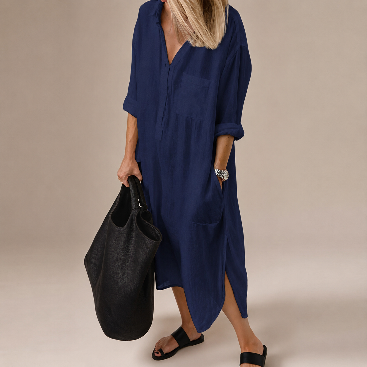 Susan - Robe fendue décontractée et ample