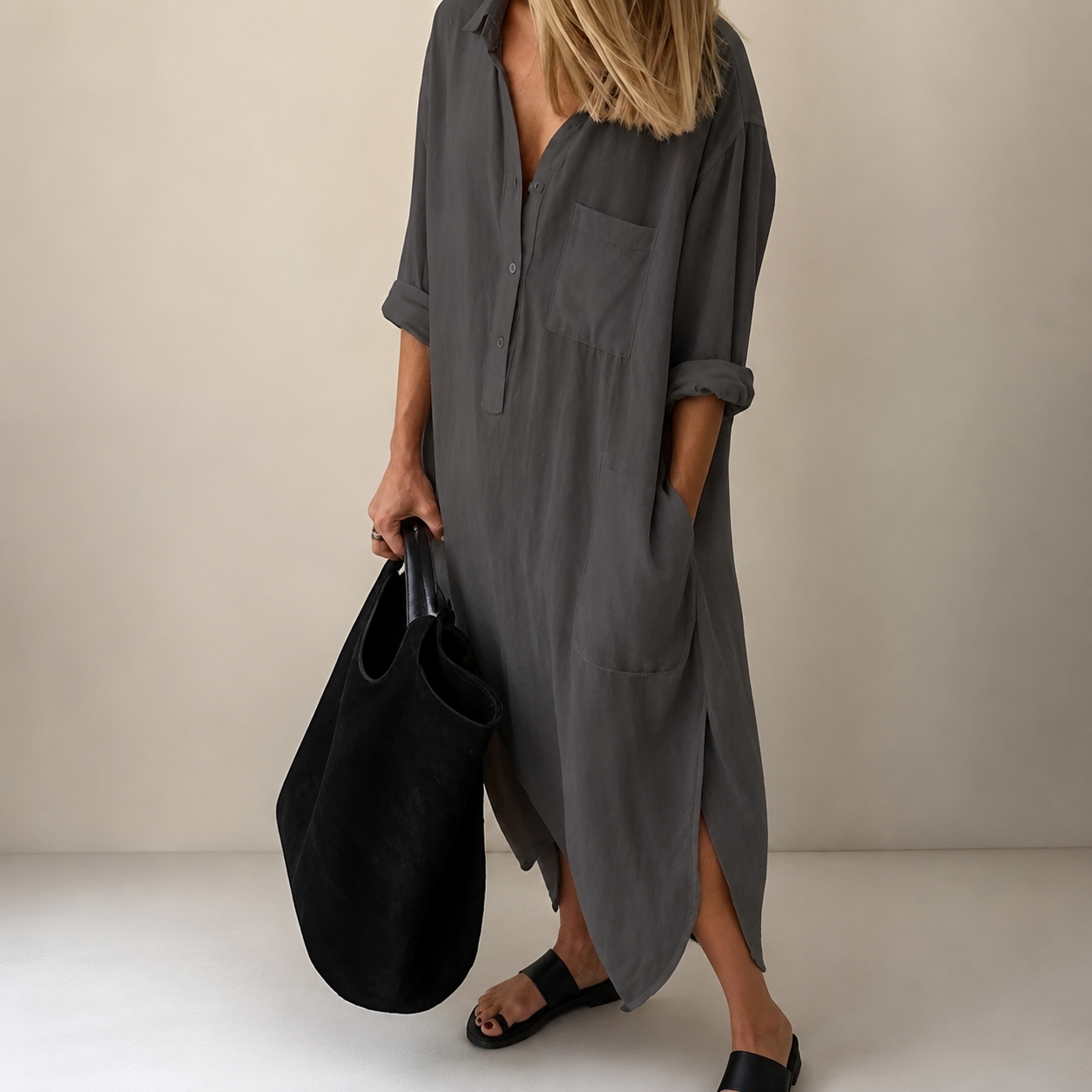 Susan - Robe fendue décontractée et ample