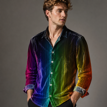 Theo - Chemise classique à manches longues avec motif pour hommes