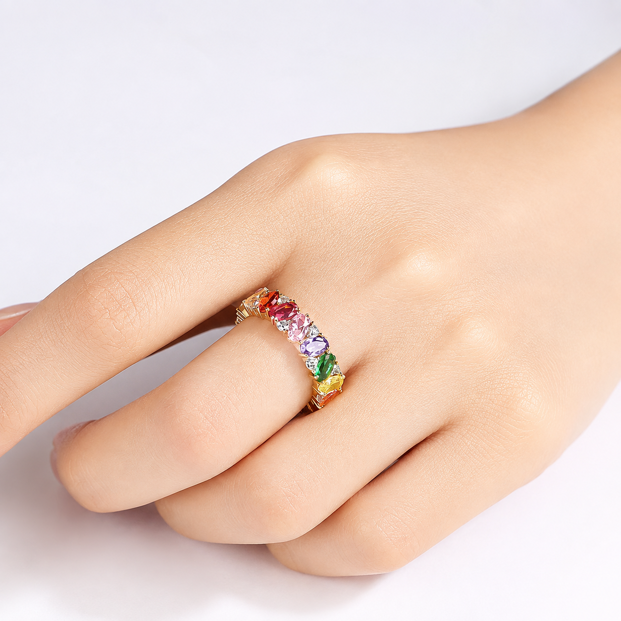 Colette – Bague de Déclaration Sparkle Arc-en-ciel