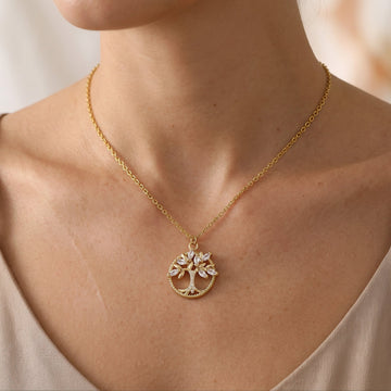 Toshi – Collier arbre de la vie avec détails brillants