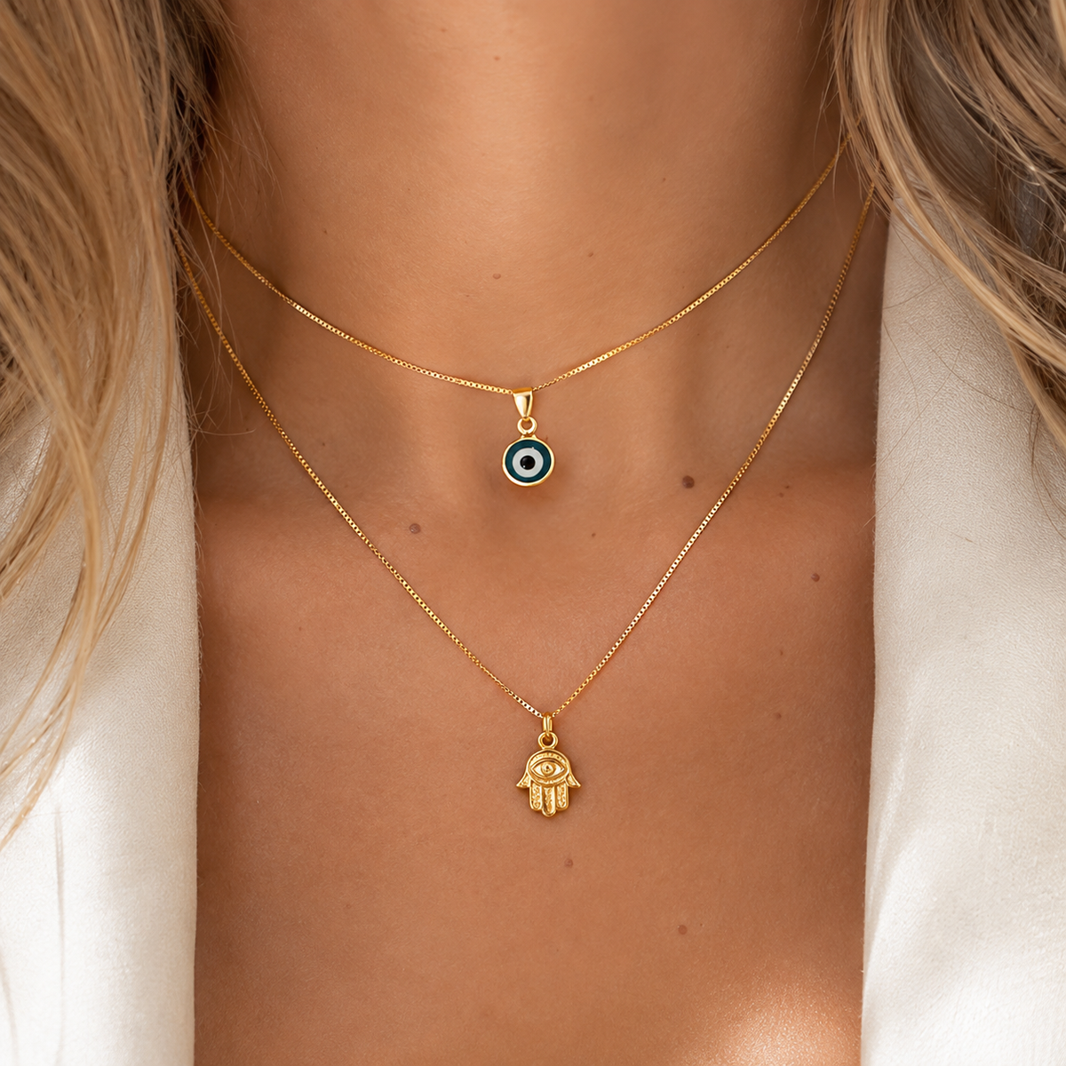 Sahar – Collier à deux rangées de mal d'œil
