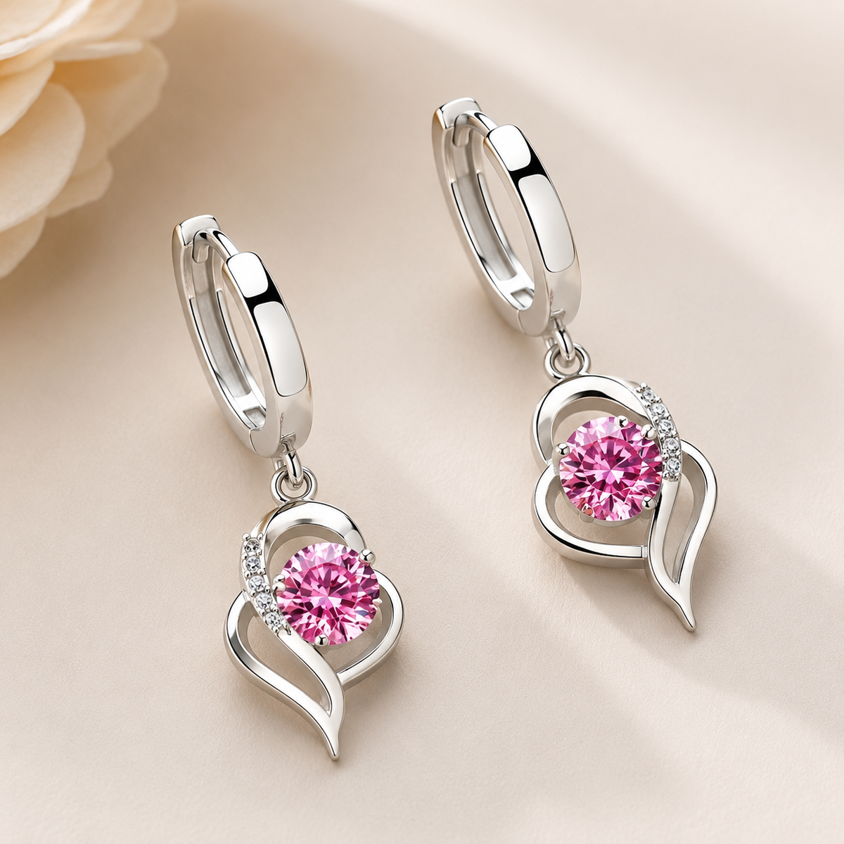 Noelle – Boucles d'Oreilles de fleurs en argent sterling 925 et zircon