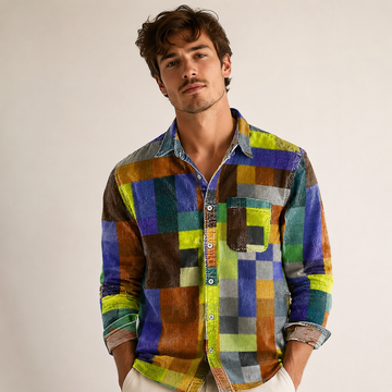 Charles – Chemise à manches longues pour hommes – Rétro et coloré