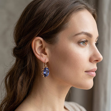 Jayela – Boucles d'oreilles vintage avec détails bleus