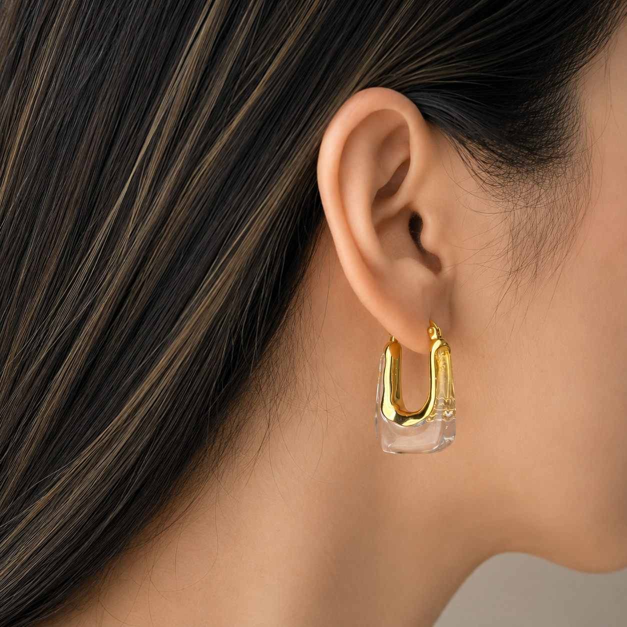 Mia - Boucles d'oreilles rectangulaires claires