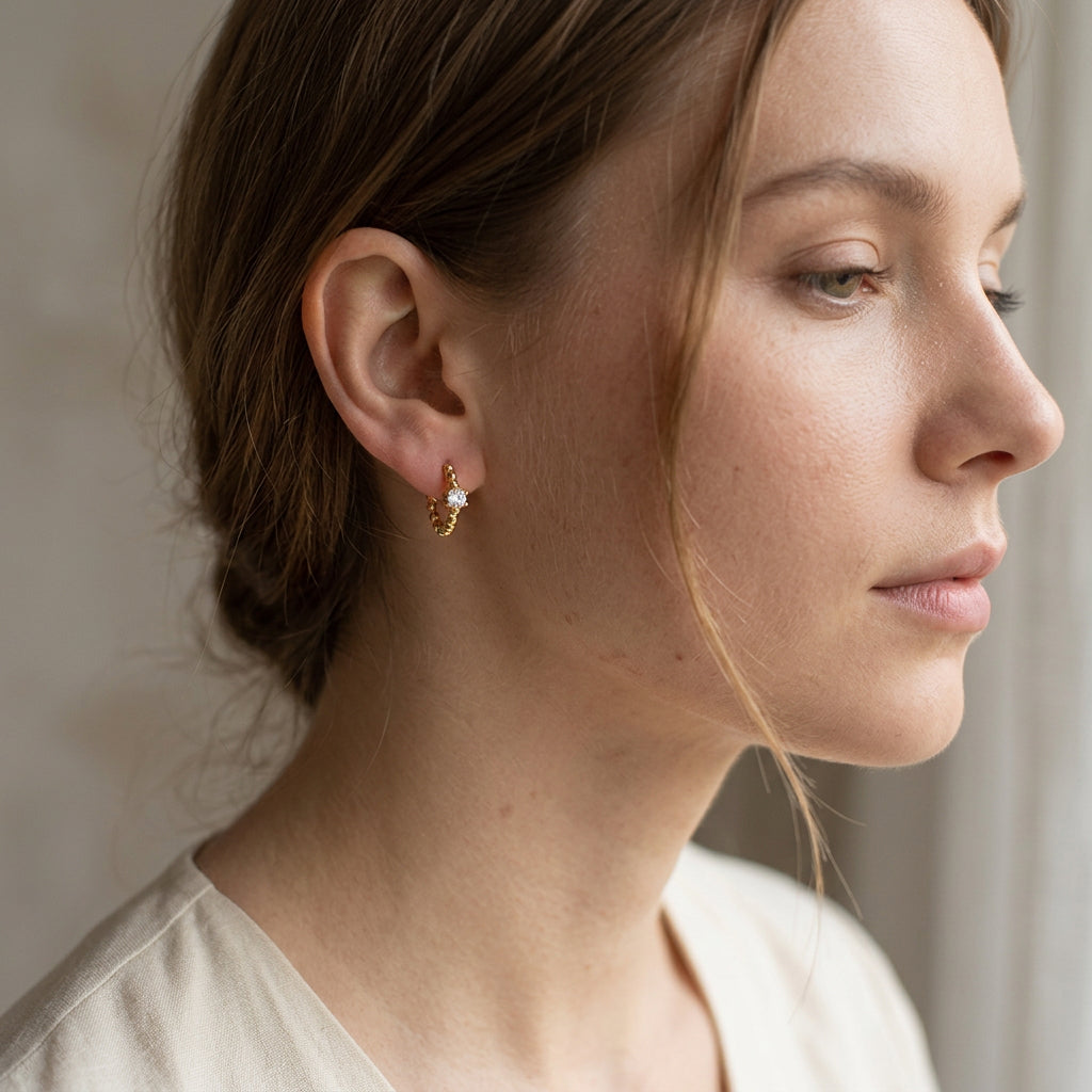 Pave Perle Boucles Huggie