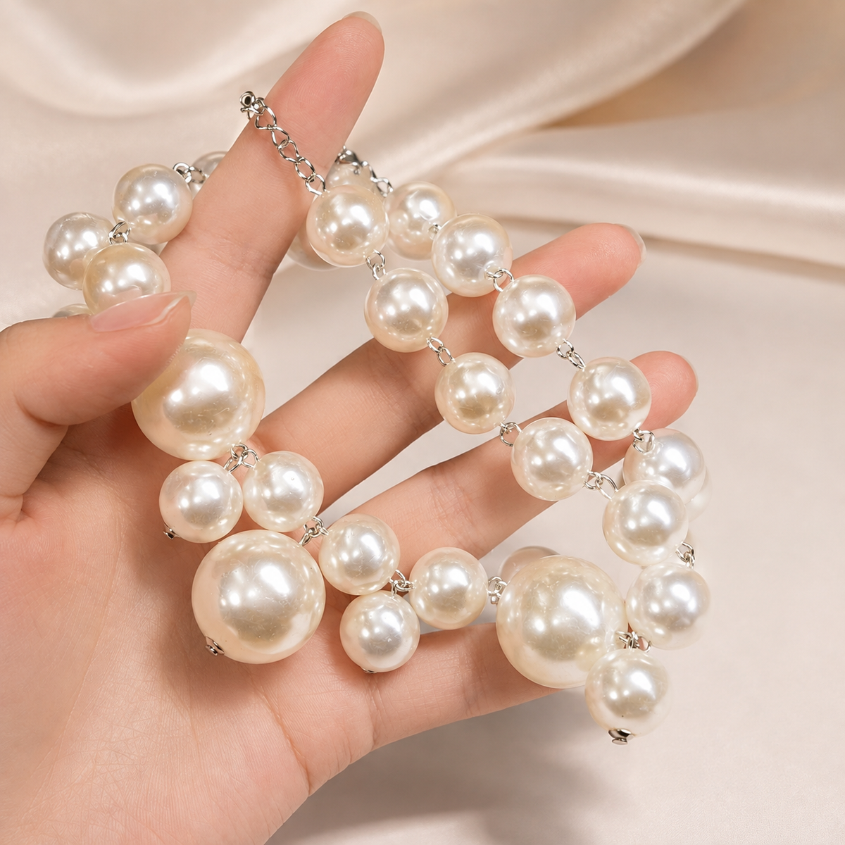 Lucie – Collier de luxe léger avec grandes et petites perles