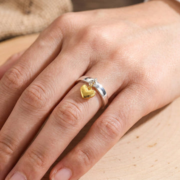 Maelie – Bague en argent avec cœur mobile style rétro