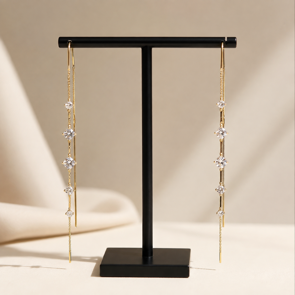 Jandi - Boucles d'oreilles en goutte de cristal avec fil
