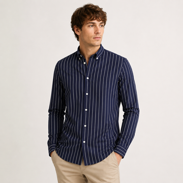 Dexter - Chemise à manches longues décontractée à rayures pour hommes