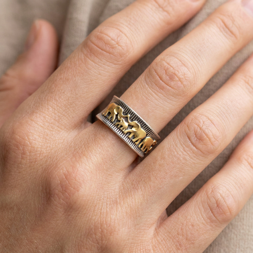 Eli – Bague éléphant doré vintage