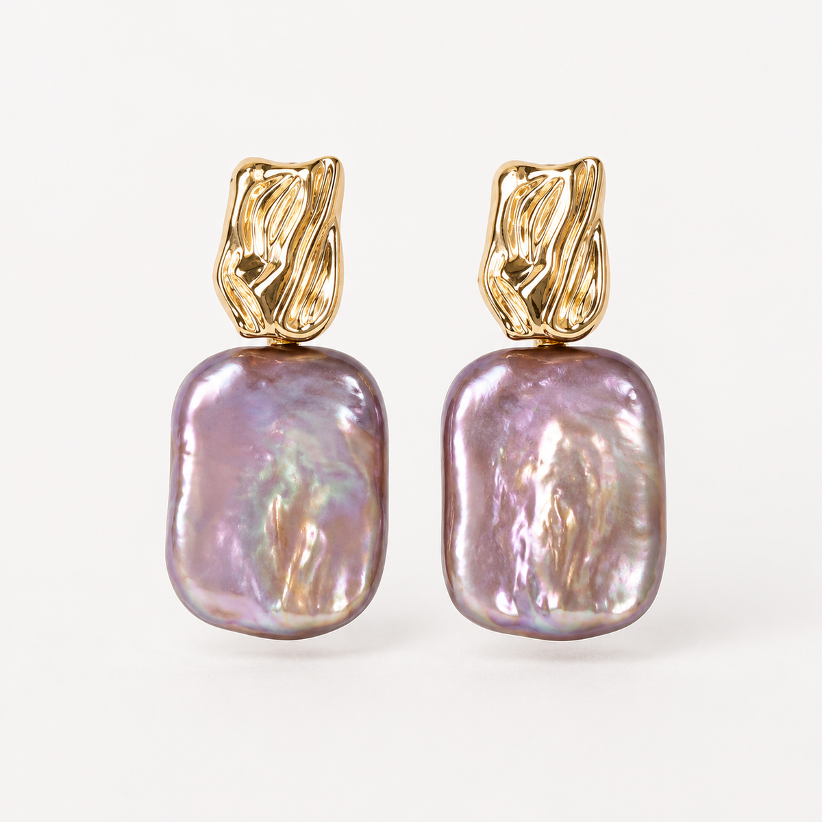 Aiah – Boucles d'oreilles dorées avec élégantes perles baroques