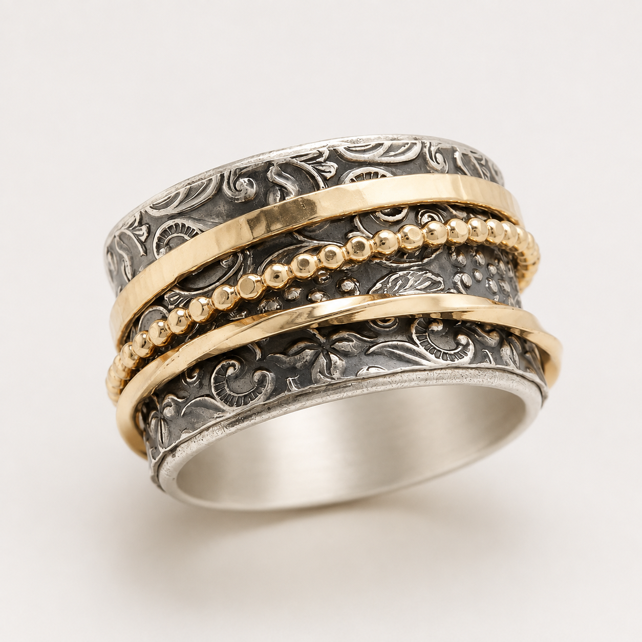 Shyla – Bague ancienne bicolore en or et argent