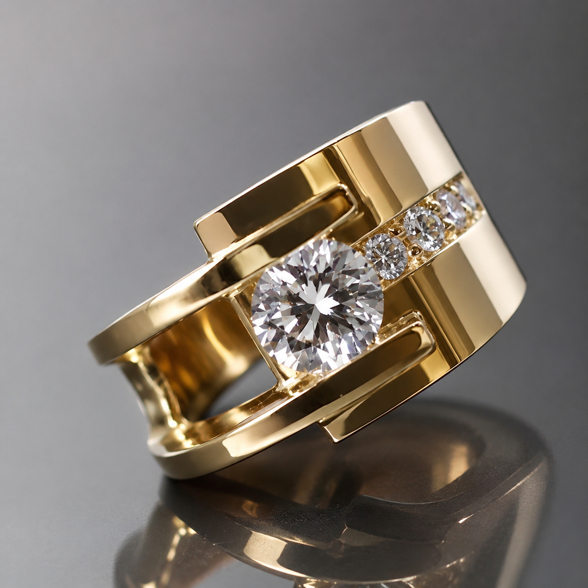 Lyra – Bague vintage en or avec zircon irrégulier