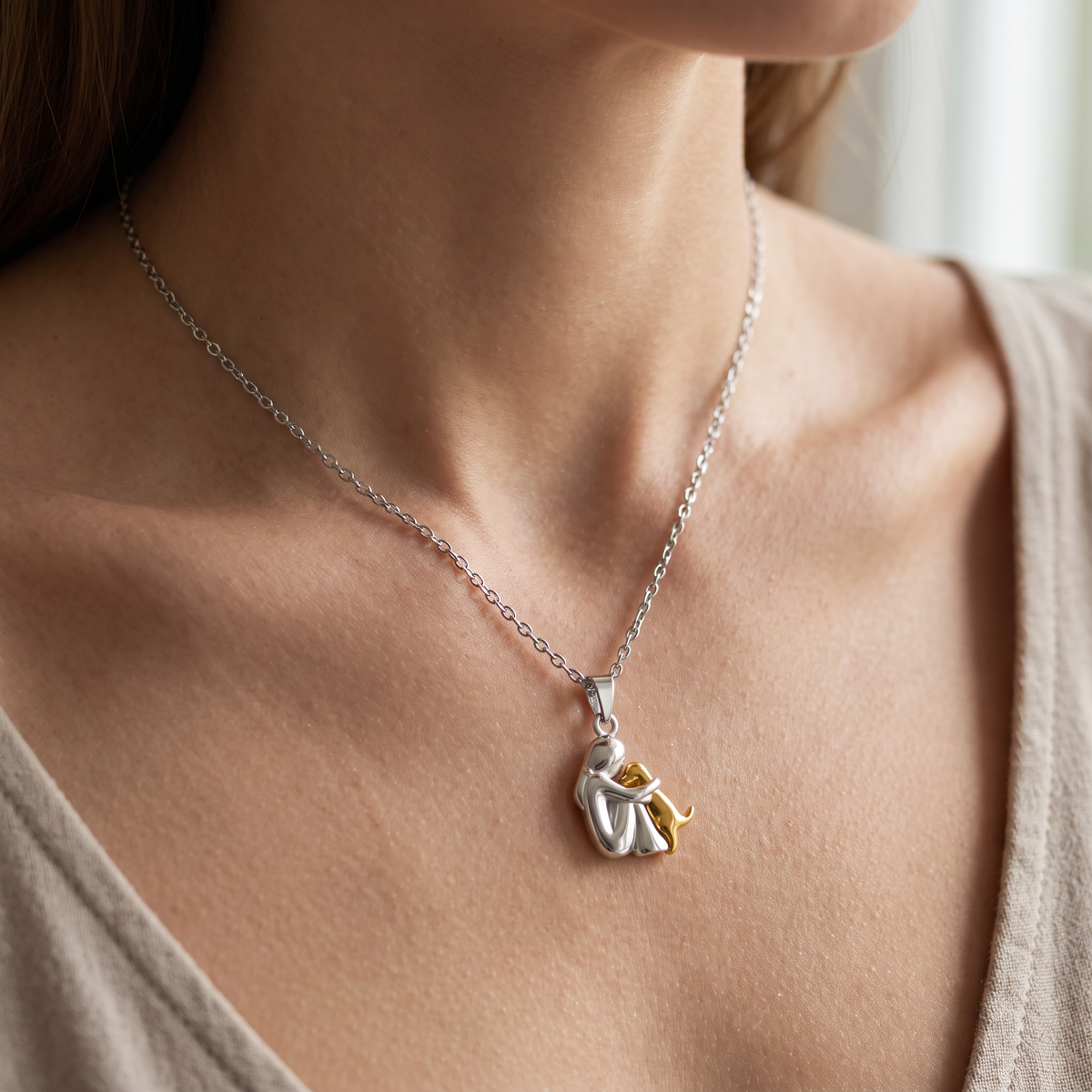 Neko – Collier avec pendentif d'étreinte entre chien et maître