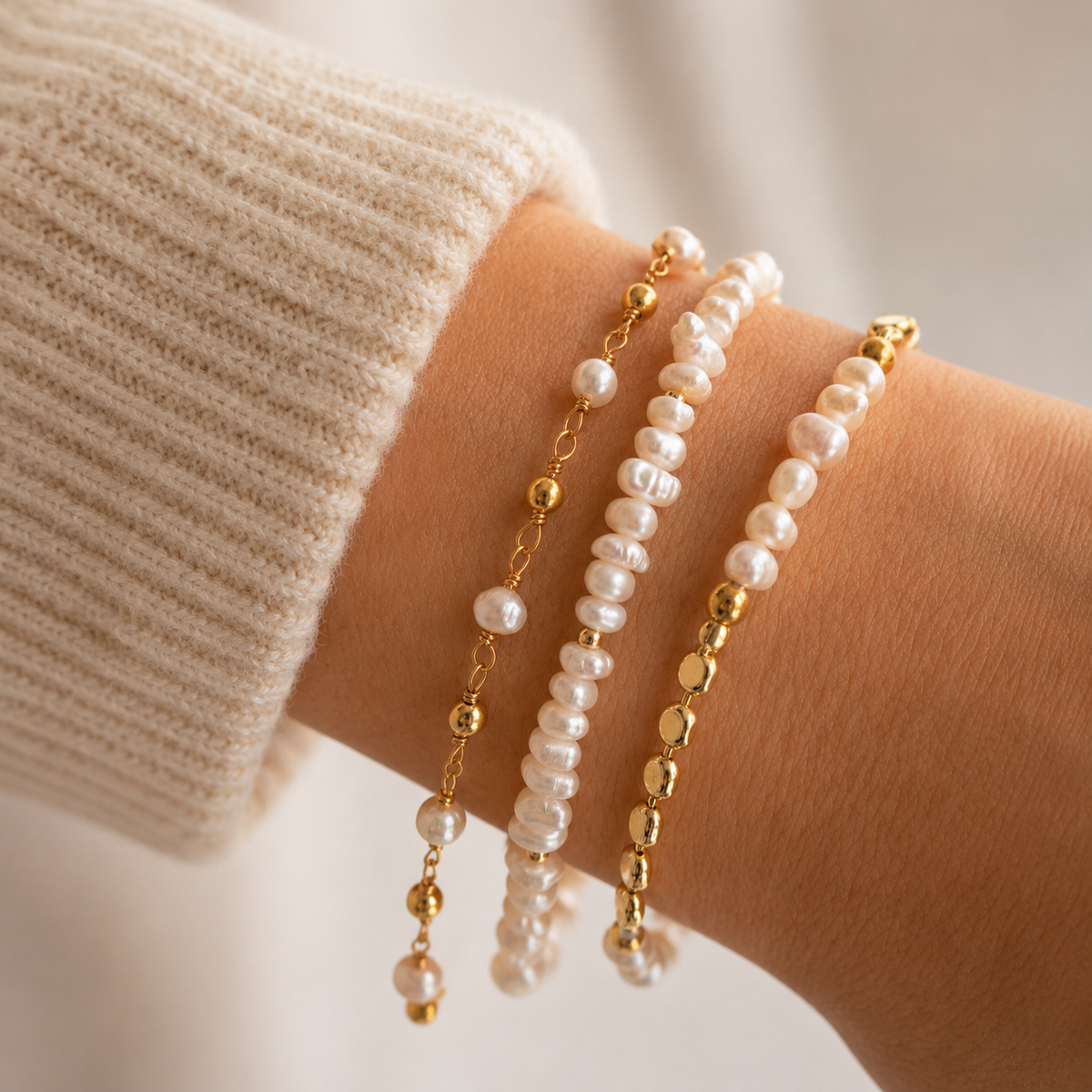 Siena - Bracelet de perles avec chaîne de disque