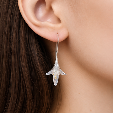 Boucles d'oreilles pendantes fleurs de jasmin en argent