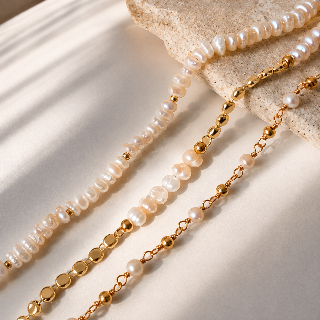 Siena - Bracelet de perles avec chaîne de disque