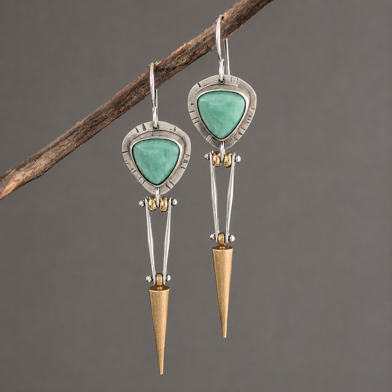 Tahlia – Boucles d'oreilles ethniques boho avec pierre en résine verte