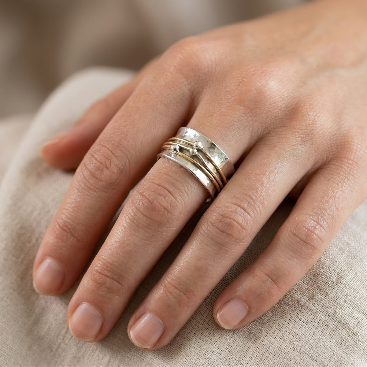 Alix – Bague en argent et or de style rétro