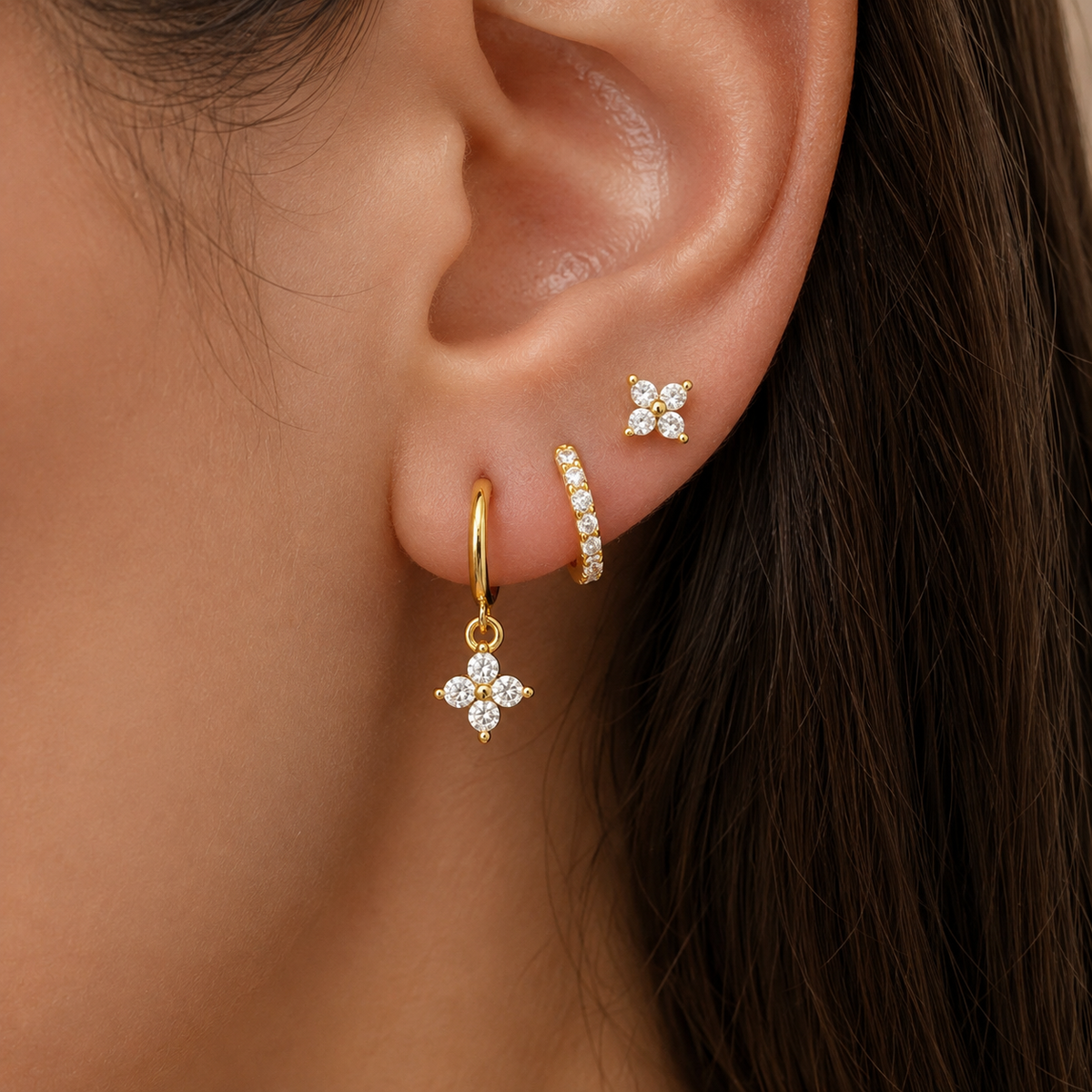 Selena – Ensemble de boucles d'oreilles avec clip et zirconias