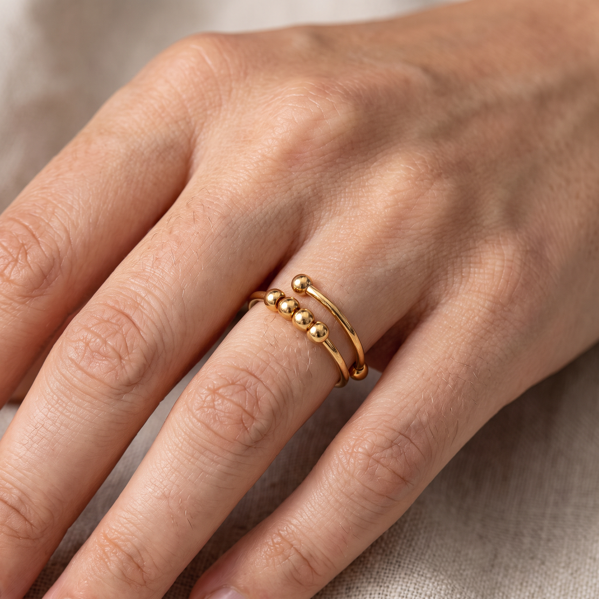 Maelis – Bague anti-stress avec perles tournantes
