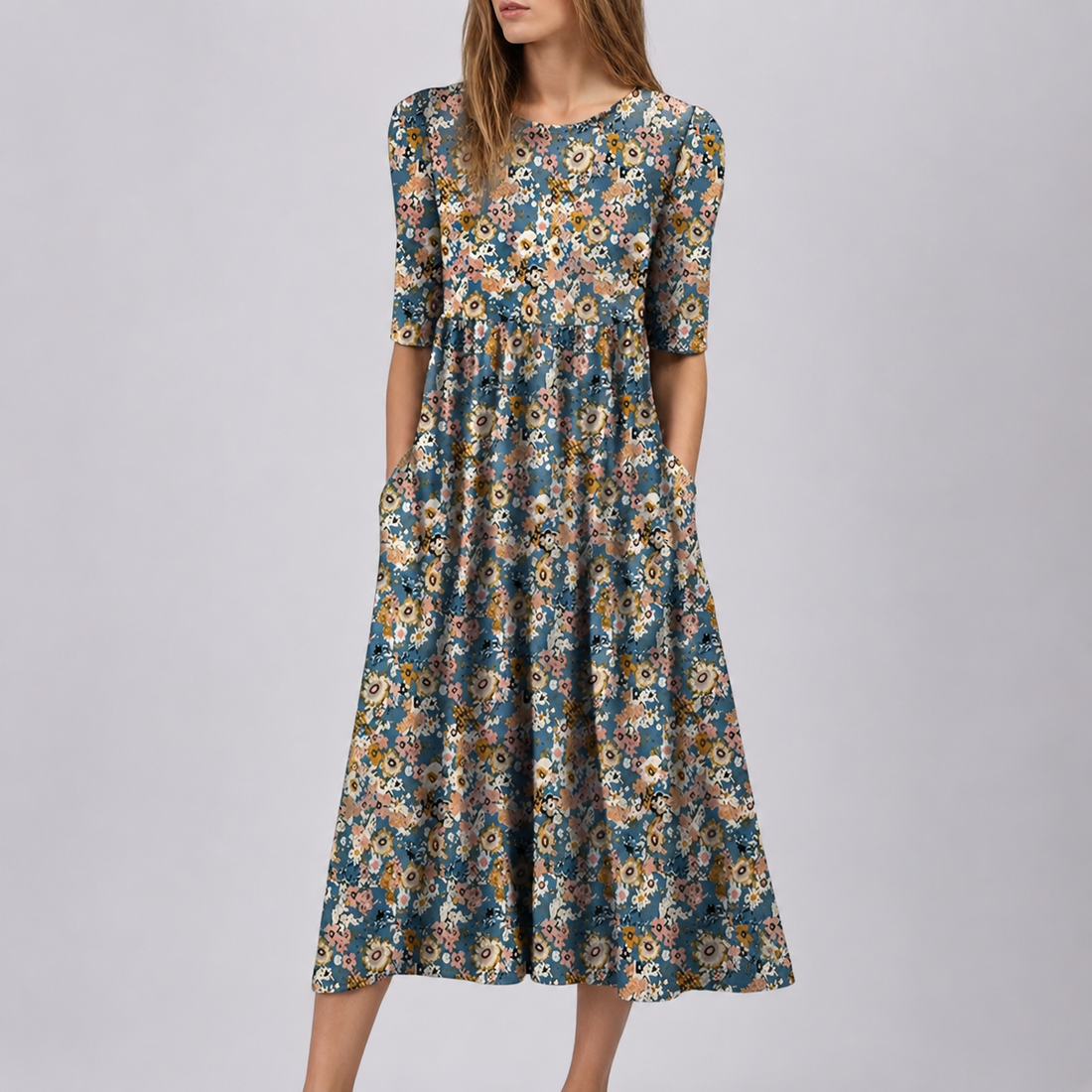 Lucie - Robe longue fleurie élégante