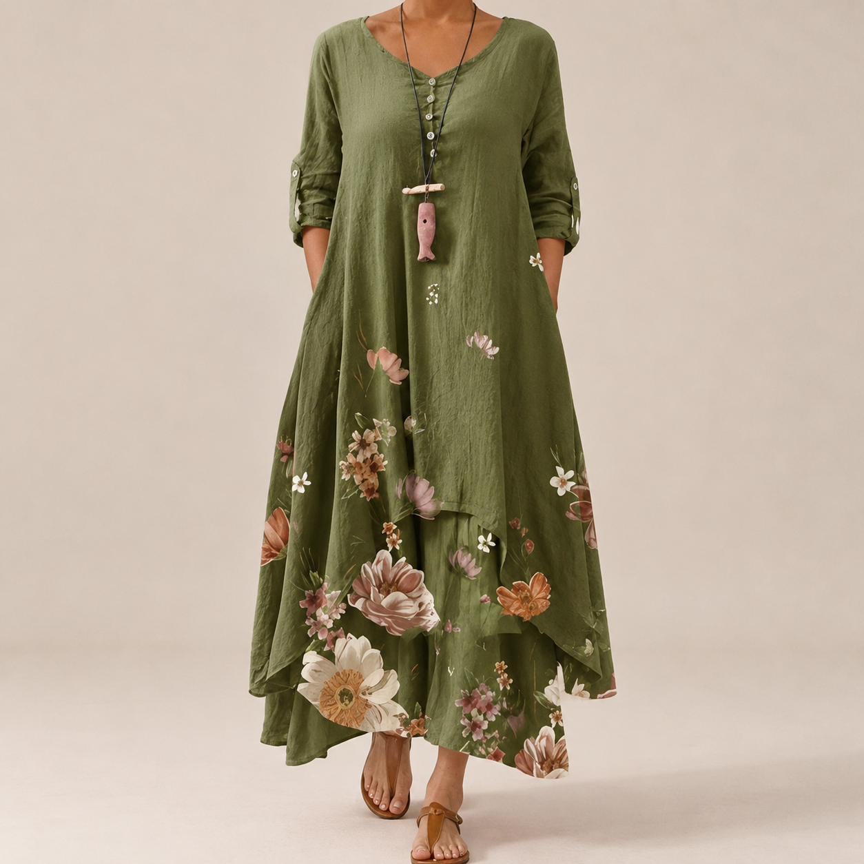 Belle - Robe élégante et ample avec imprimé pour femmes