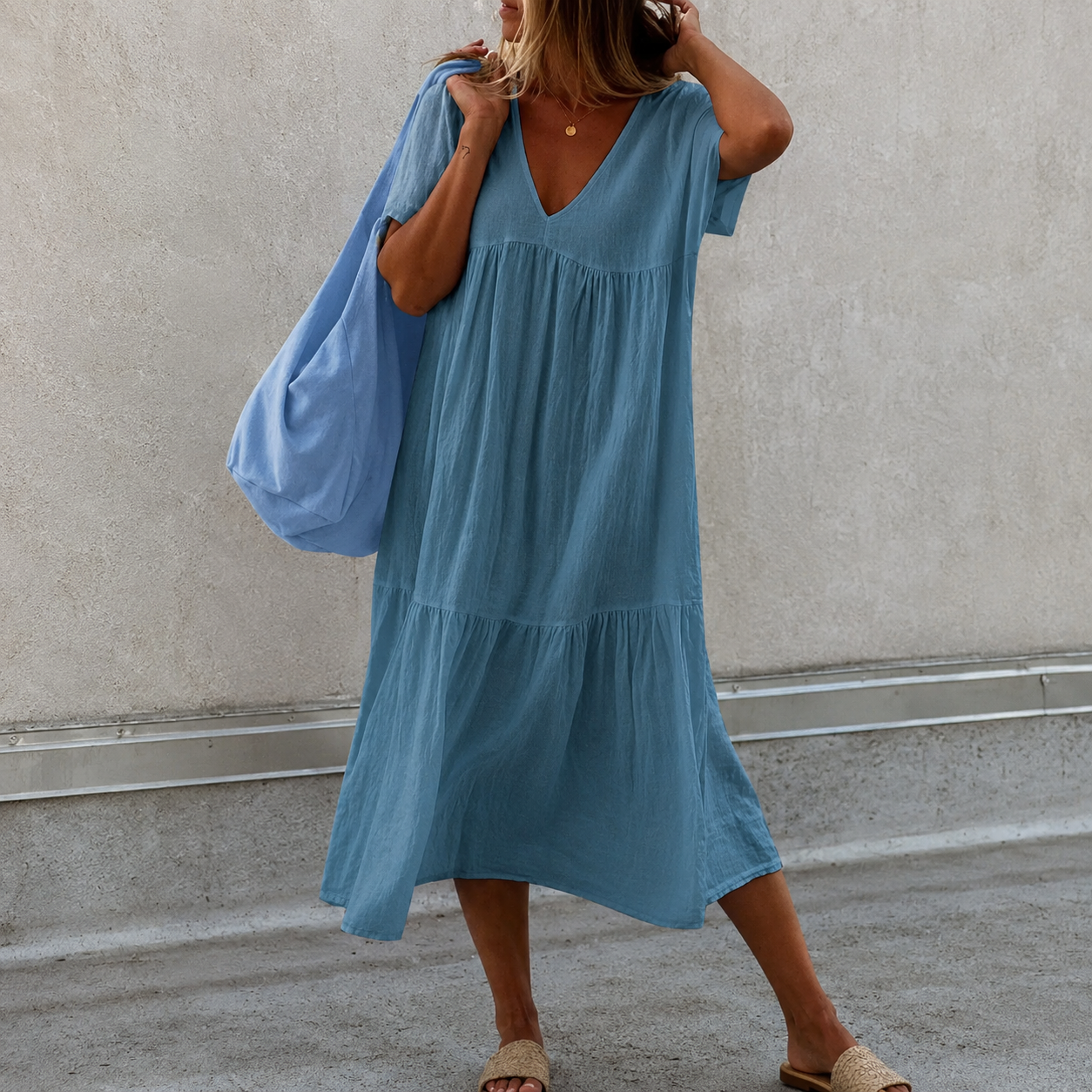 Deanna - Robe décontractée polyvalente et confortable avec col en V