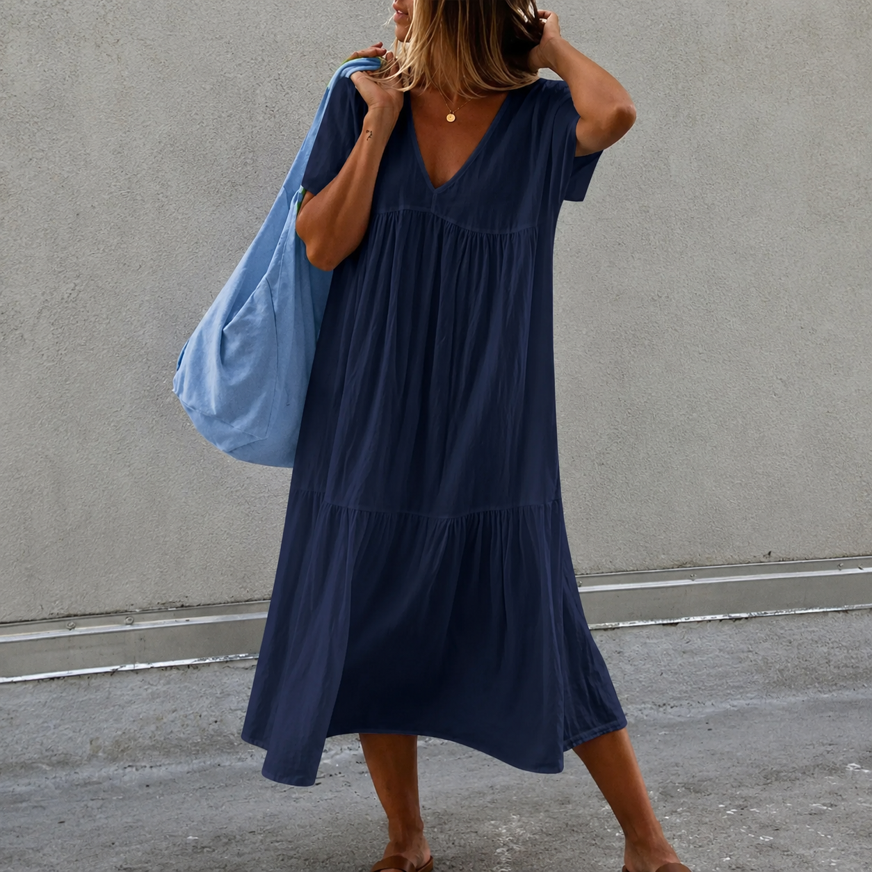 Deanna - Robe décontractée polyvalente et confortable avec col en V