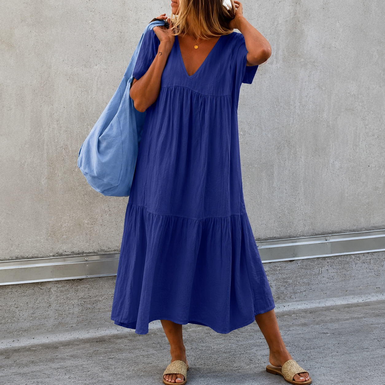 Deanna - Robe décontractée polyvalente et confortable avec col en V