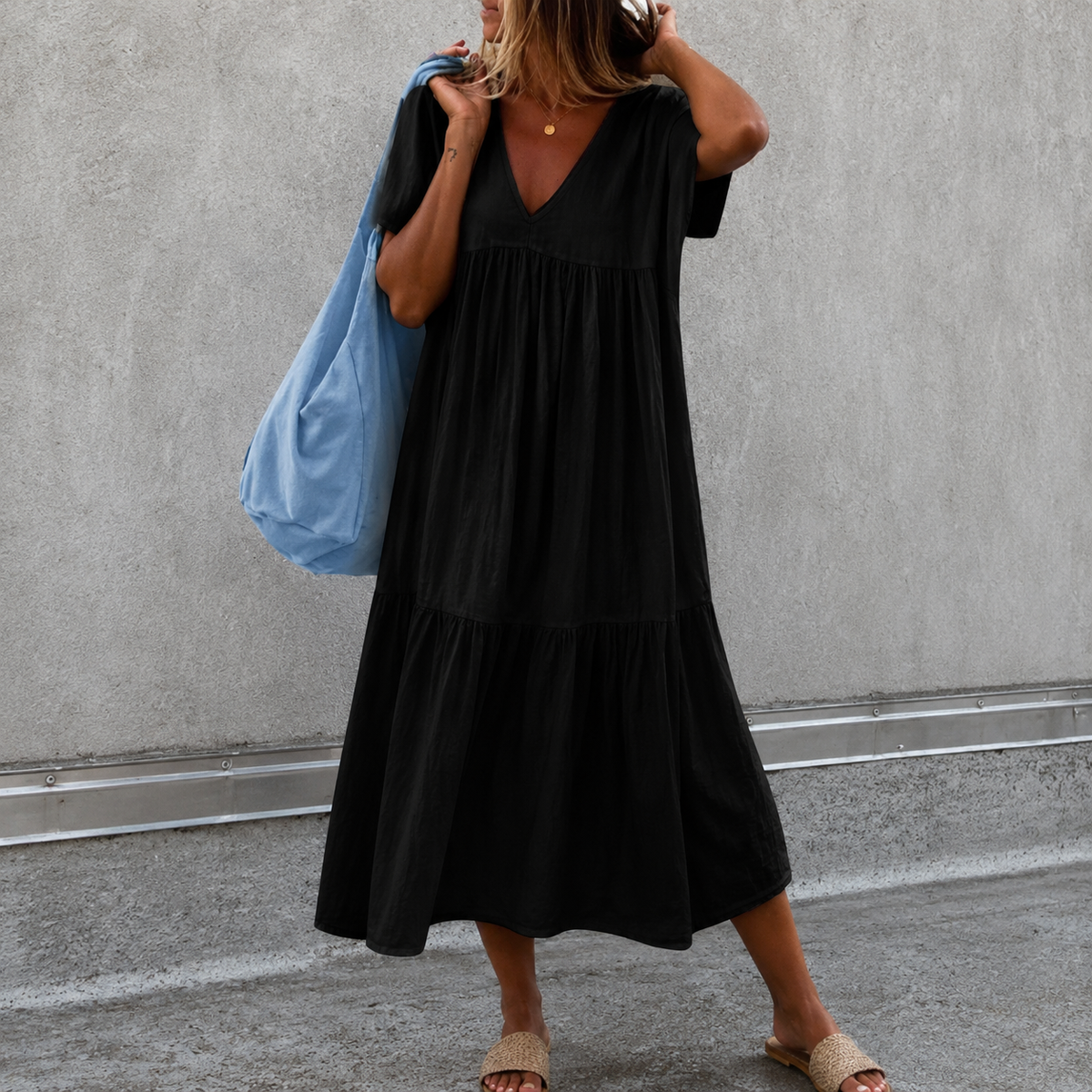 Deanna - Robe décontractée polyvalente et confortable avec col en V