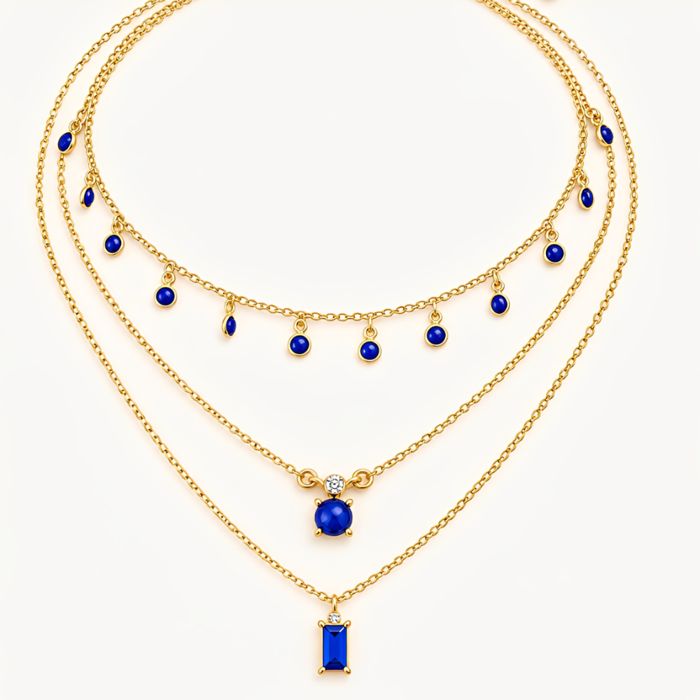 Sylva – Collier vintage avec détails bleus