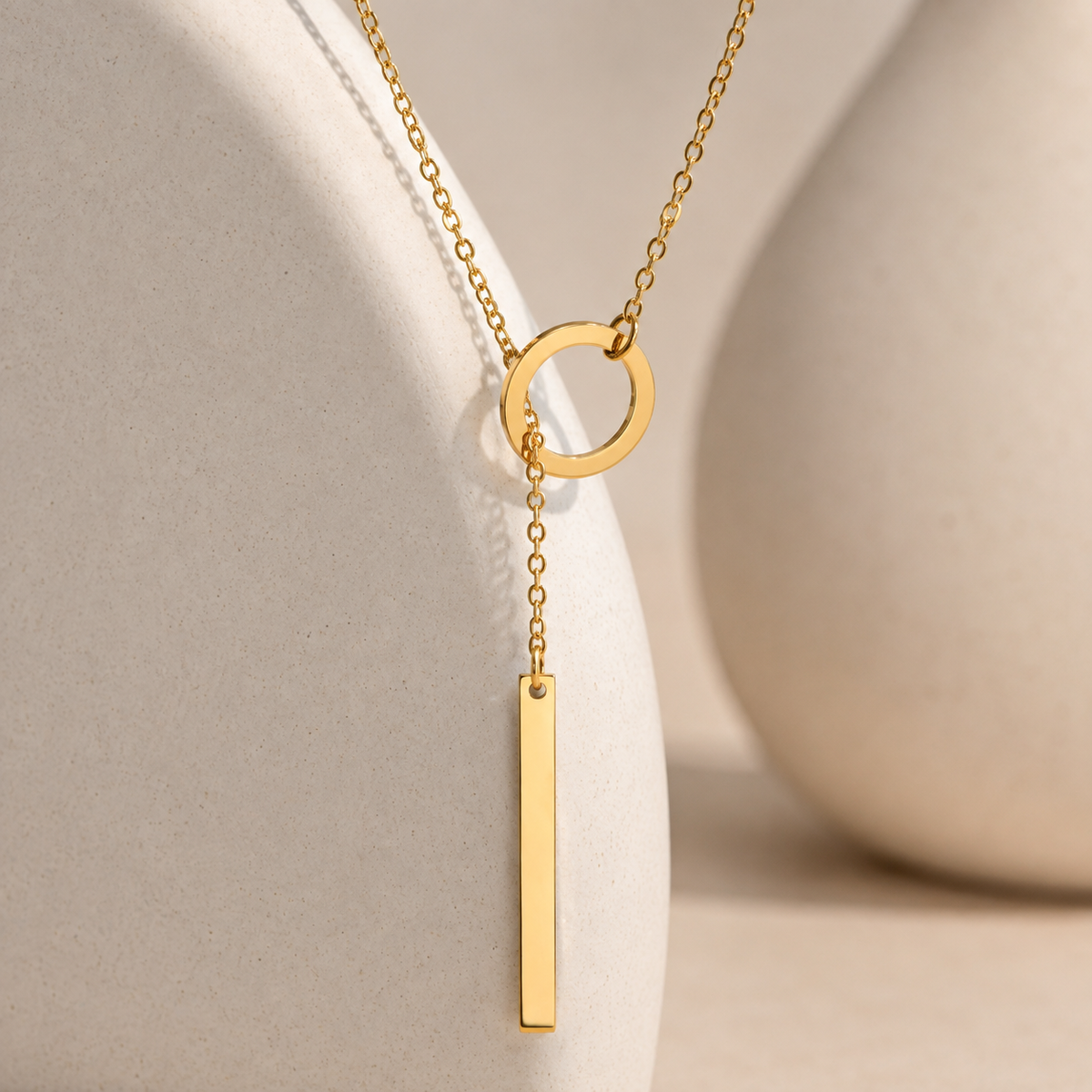 Blythe – Collier lariat en or avec barre