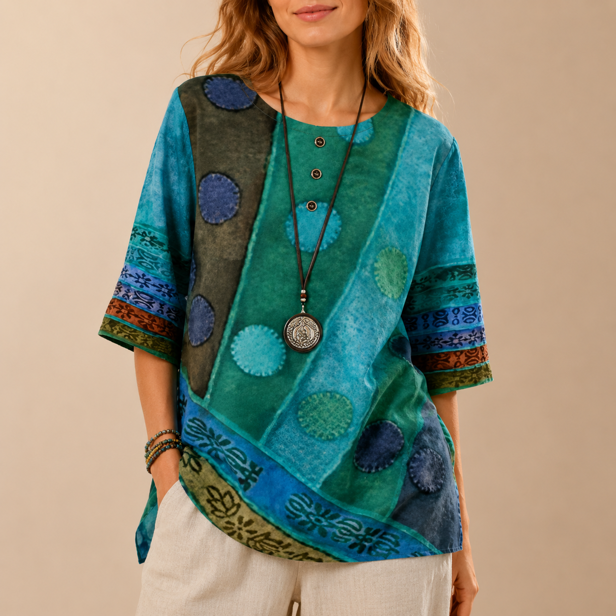 Hennie - Chemise imprimée, coupe ample pour femmes
