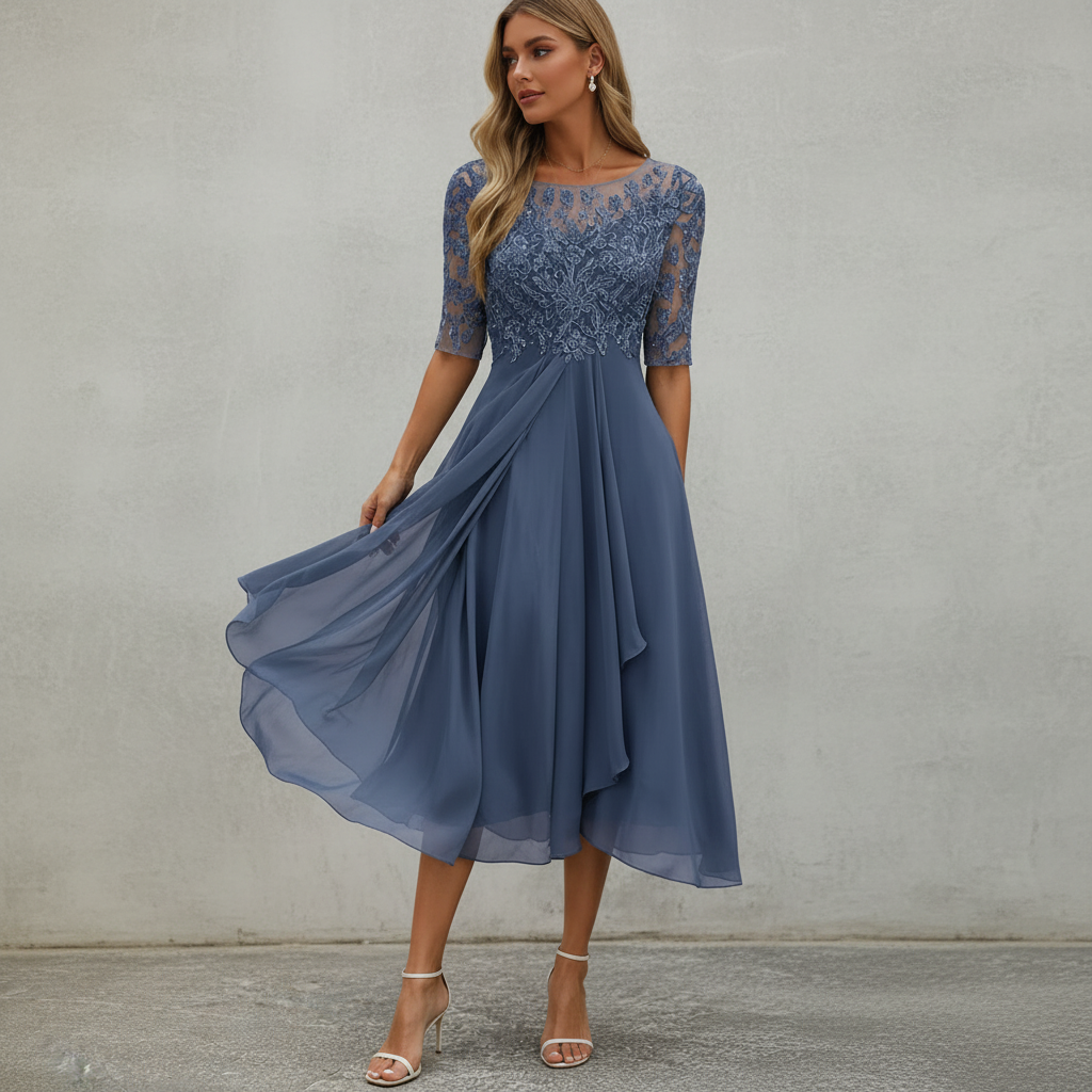Yara - Robe midi en chiffon élégante