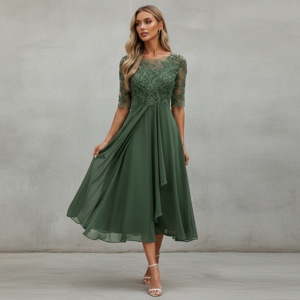 Yara - Robe midi en chiffon élégante