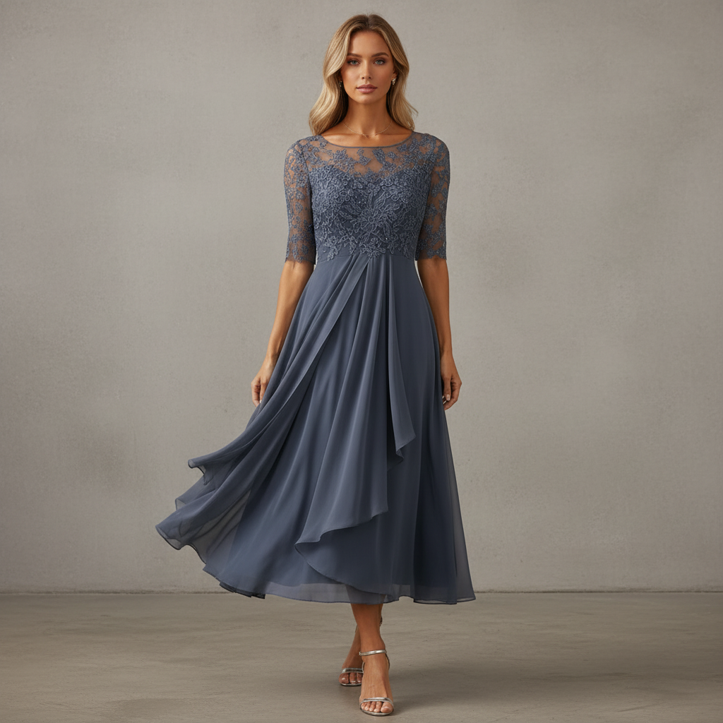 Yara - Robe midi en chiffon élégante