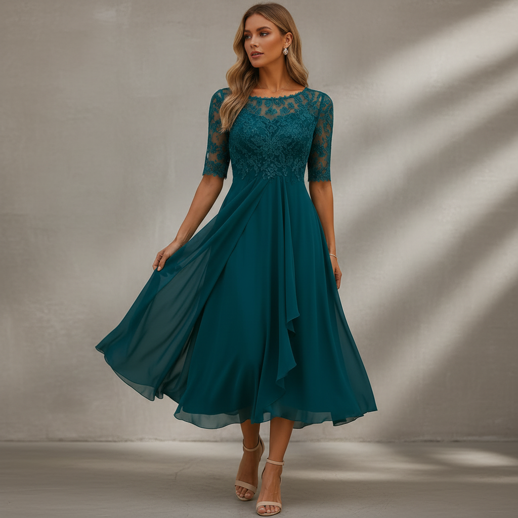 Yara - Robe midi en chiffon élégante