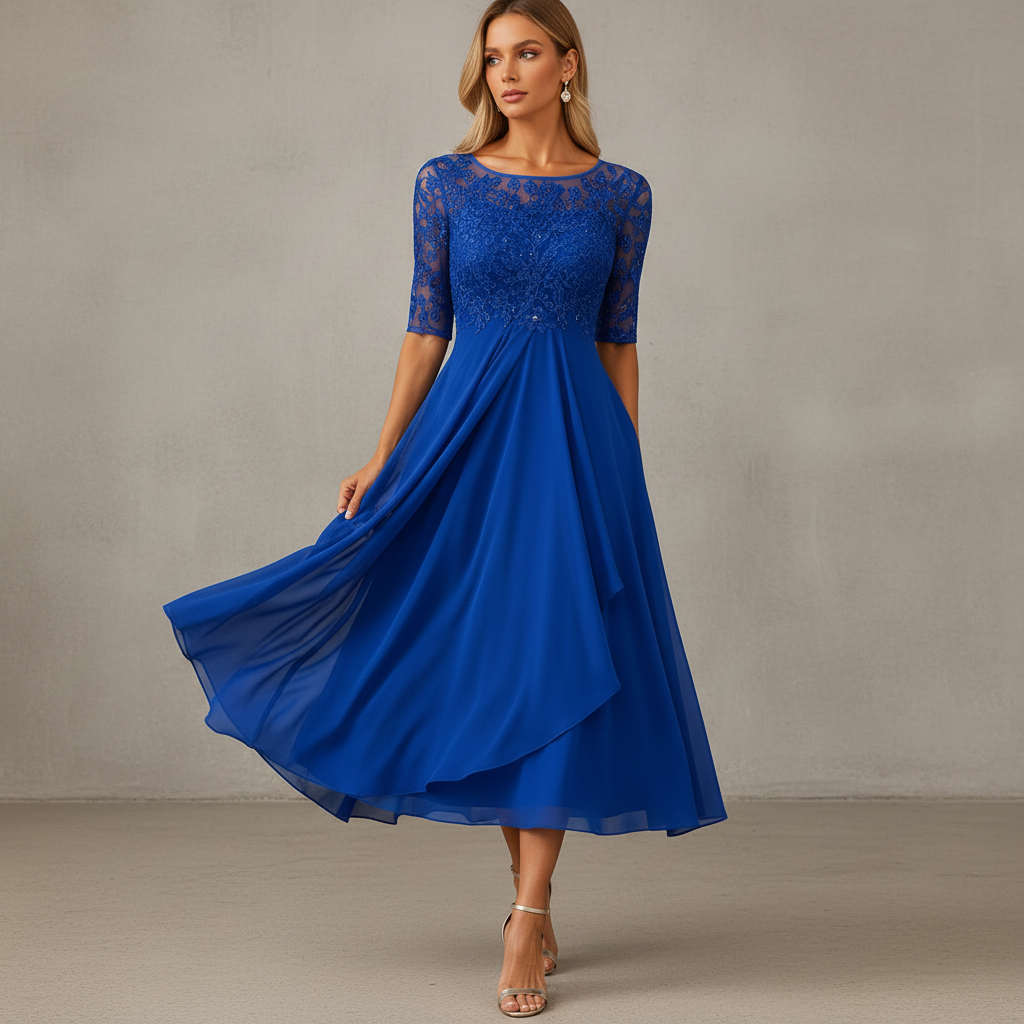 Yara - Robe midi en chiffon élégante