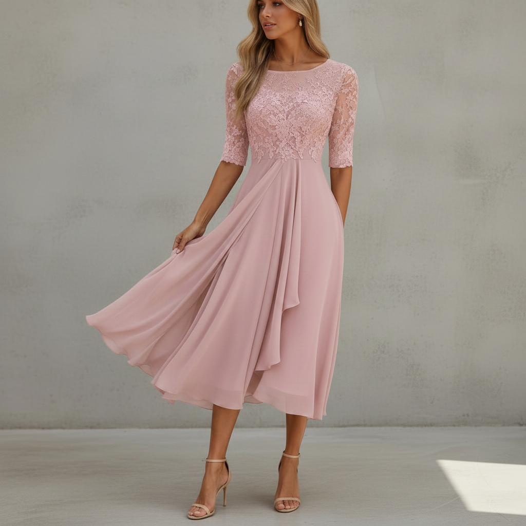Yara - Robe midi en chiffon élégante